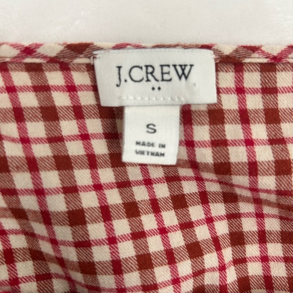 NWOT J. Crew Gingham Flannel Red White  Square Neck Ruffle 100% Cotton Top S - Picture 8 of 8